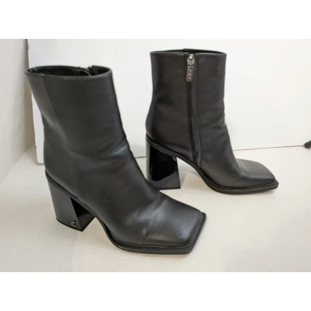 Circus NY Sam Edelman Layla Boots Size 8.5 Square Toe Block Heel Ankle Boots - Picture 6 of 12